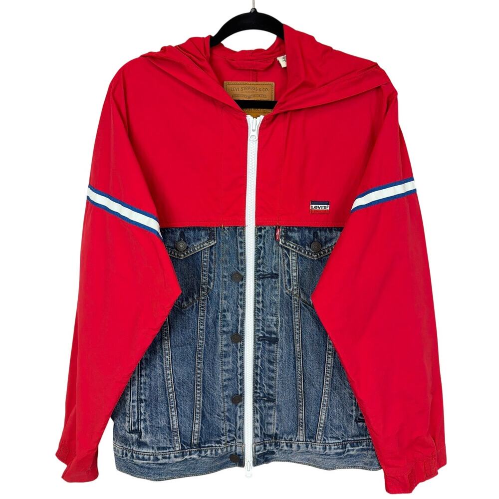 Levi Strauss & Co. Blue Denim & Red Hybrid Zip-Up Jacket Size S